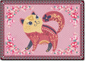 Cartoon Animal Pattern Area Rug Cute Cat Luxury Floral Decor for Carpet Farmhouse Bedroom Living Room Rugs Bathroom Kitchen Runner Mat Indoor Outdoor Non Slip Doormat 1.6' X 2.6'