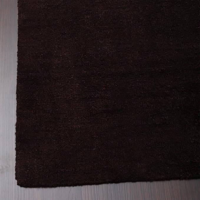 Rugsotic Carpets Hand Knotted Gabbeh Wool 5'x8' Area Rug Solid Brown L00111