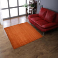 Hand Knotted Loom Wool ECO-Friendly Area Rugs - 6'x6', Square Shape, Orange Color, Plain Solid Design, High Pile Thick Handmade Anti Skid Area Rugs for Living Room, Bed Room (L00111)