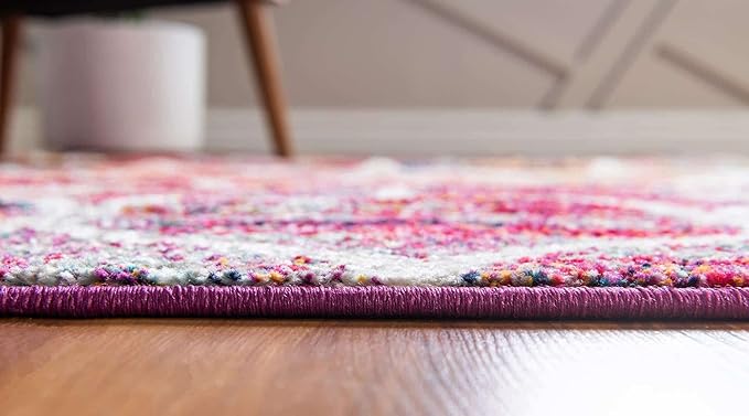 Rugs.com Lattice Frieze Collection Rug – 6' Square Multi Medium Rug Perfect for Living Rooms, Kitchens, Entryways