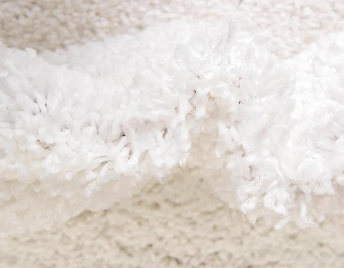 Unique Loom Davos Shag Collection Area Rug - Solid (2' 7" x 16' 5" Runner, White/ Ivory)