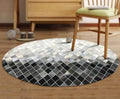 Round Area Rug – Modern Geometric Diamond Pattern Carpet for Living Room, Bedroom, Nursery, Office & Home Décor – Soft Anti-Slip Indoor Floor Mat - (Grey, 8×8ft)