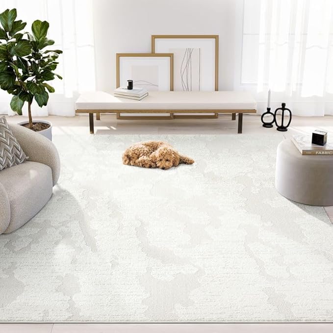 Abani Nomad Cream Area Rug 4' x 6' for Living Room, Bedroom - Abstract Pattern - Durable & Easy to Clean