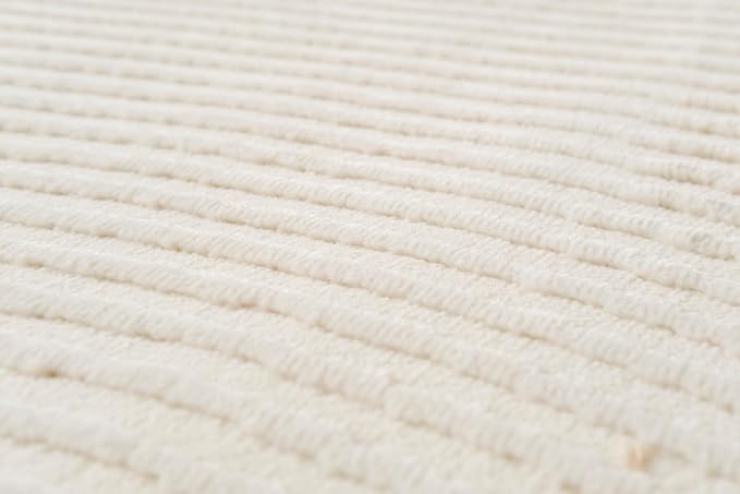Revival Rugs Record 5'3"x8' Washable Area Rug for Living Room Bedroom - 100% Recycled Oeko-TEX Certified, Medium Pile, Beige, Cream