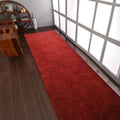 Hand Knotted Loom Wool ECO-Friendly Area Rugs - 2'8''x10', Runner, Red Color, Solid Plain Design, High Pile Thick Handmade Anti Skid Area Rugs for Living Room, Bed Room (L00111)