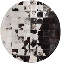 Cowhide Round Leather Rug 7x7 ft – Genuine Hair-On Hide Patchwork Area Rug for Living Room, Bedroom, Kids Playroom, Lounge & Western Home Decor