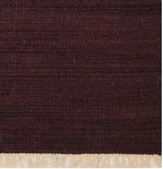 Rugsotic Carpets Hand Woven Flat Weave Kilim Wool ECO-Friendly Area Rugs - 3'x13', Runner Shape, Plum Color, Solid Plain Design, Low Pile Handmade Area Rugs for Living Room, Bed Room (D00111)