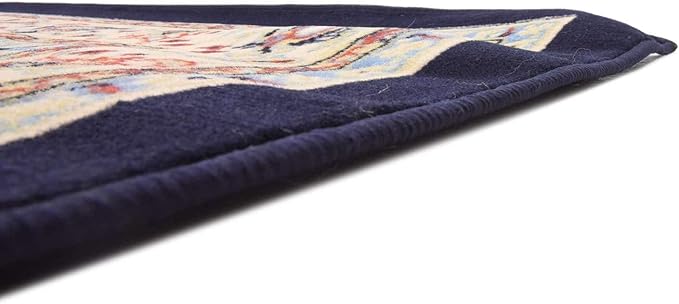 Unique Loom Sialk Hill Collection Area Rug - Washington (8' Square Navy Blue/Cream)