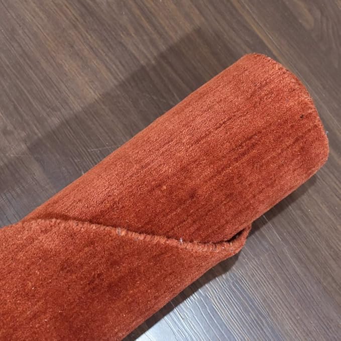 Hand Knotted Loom Wool ECO-Friendly Area Rugs - 10'x10', Octagon, Light Red Color, Solid Plain Design, High Pile Handmade Anti Skid Area Rugs for Living Room, Bed Room (L00111)