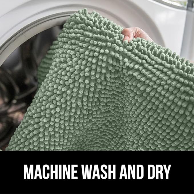 GORILLA GRIP Bath Rug Mat 30x20, Thick Soft Absorbent Chenille, Quick Dry Microfiber Mats, Rubber Backing Washable Shower Floor Rugs, US Designed Bathroom Bathmat Home Decor Accessories, Sage Green