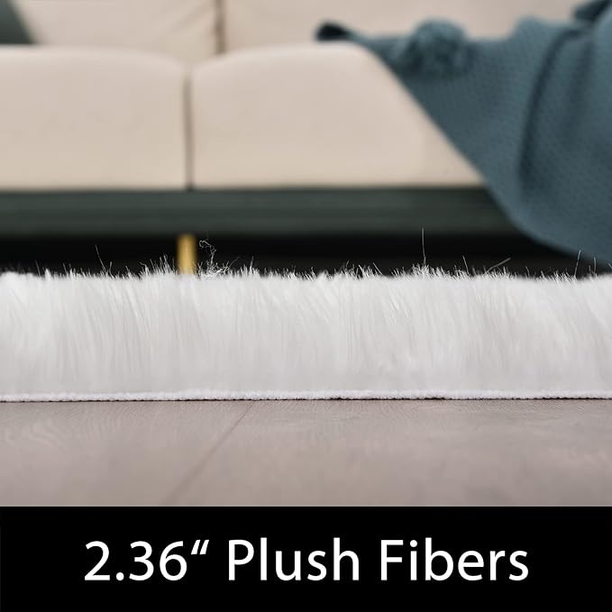 Latepis Runner Rugs for Hallway 2x10 White Faux Fur Rug Sheepskin Rugs for Living Room Washable Fluffy Rug for Bedroom Coushin Rectangle
