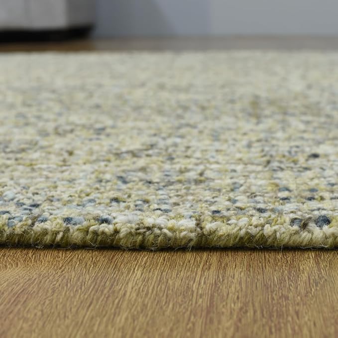Hand Tufted Wool ECO-Friendly Area Rugs - 5'x8', Rectangle Shape, Light Green, Solid Plain Design, High Pile Handmade Anti Skid Area Rugs for Living Room, Bed Room (KWC111)