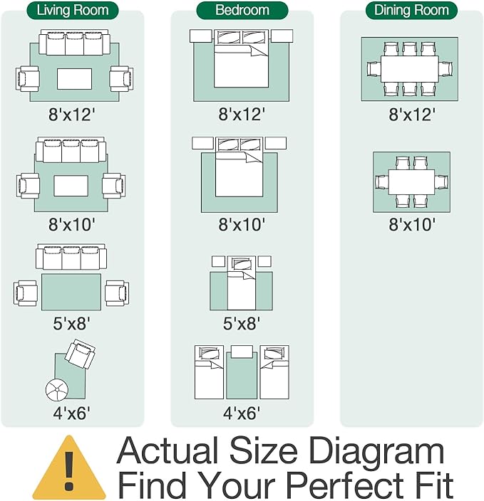 LUMI 8x12 Washable Area Rug for Living Room, Ultra Soft Traditional Vintage Rugs Non Slip with Rubber Backing, Low Profile, High Traffic, Stain Resistant Carpets, Ideal for Bedroom, Dining Room