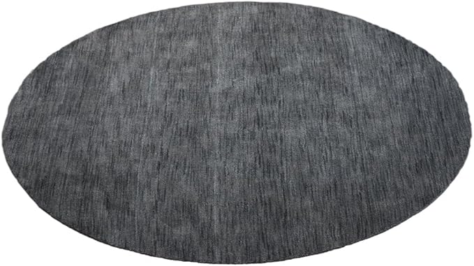 Hand Knotted Loom Wool ECO-Friendly Area Rugs - 8'x8', Round, Charcoal Color, Solid Plain Design, High Pile Thick Handmade Anti Skid Area Rugs for Living Room, Bed Room (L00111)