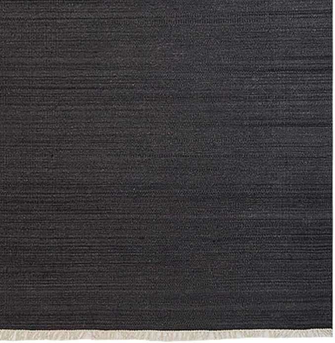 Rugsotic Carpets Hand Woven Flat Weave Kilim Wool ECO-Friendly Area Rugs - 2'6"x8', Runner Shape, Charcoal Color, Solid Plain Design, Low Pile Handmade Rugs for Living Room, Bed Room (D00111)