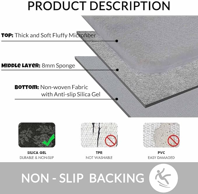 Deer Head Silhouette Bathroom Mat Rugs Microfiber Faux Cashmere Thick Plush Bath Mat Non-Slip Water Absorbent Bath Carpet for Bathtub Bathroom Floor Tub 20 x 30 Inch