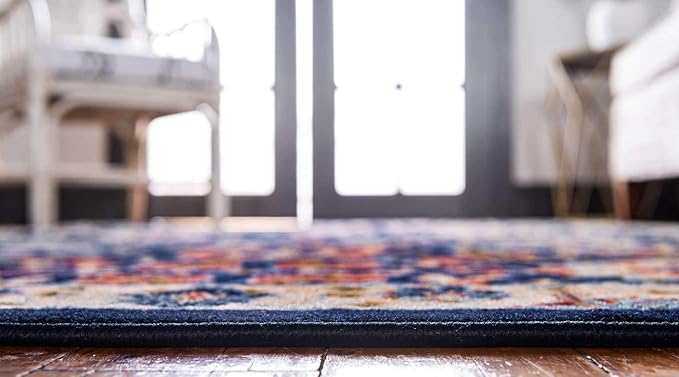 Unique Loom Espahan Collection Area Rug - Cape Cod (7' 10" Round, Navy Blue/ Black)
