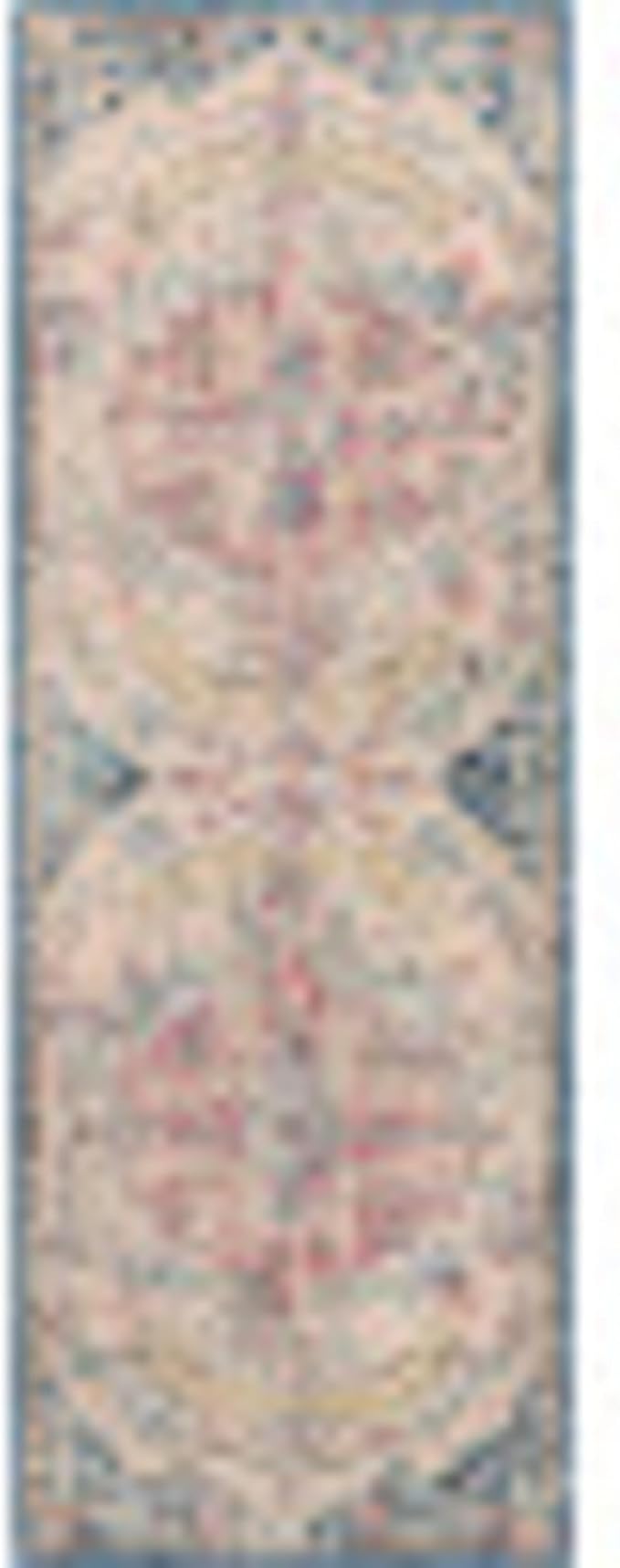 Livabliss Area Rugs - 3x10 Odelia Vintage Boho Aqua Burgandy Blue Runner Area Rug for Living Room Bedroom - Floral Medallion Stain Resistant Carpet for Kitchen, Nursery, Office (2'7" x 10', Runner)