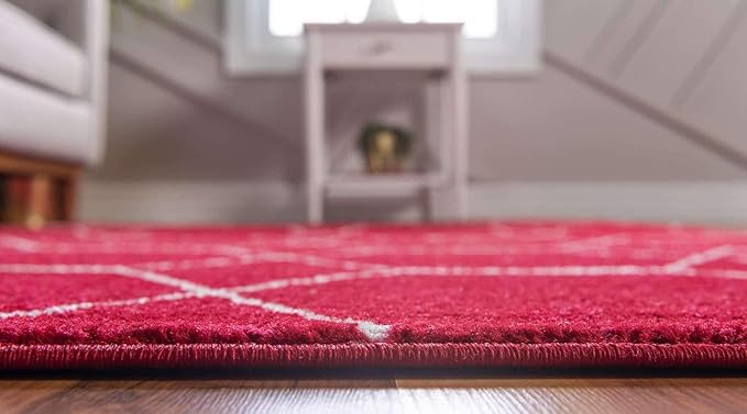 Unique Loom Trellis Frieze Collection Area Rug - Geometric (9' x 12' 2", Red/ Ivory)