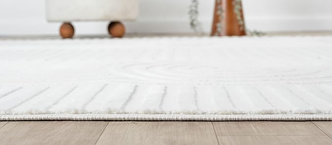 Annabel Modern Geometric Area Rug for Living Room, 8x10 Contemporary Arched Cream Neutral Rug, Stain Resistant Non-Shedding Carpet for Bedroom, Dining Room or Kitchen (8' x 10', Cream)