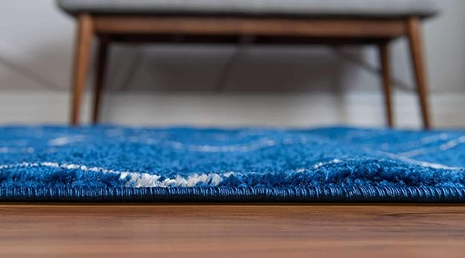 Unique Loom Trellis Frieze Collection Area Rug - Geometric (5' x 8' Oval, Navy Blue/ Ivory)