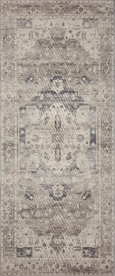 Loloi Hathaway Collection HTH-05 Steel/Ivory 3'-6" x 5'-6", .25" Thick Accent Rug, Soft, Durable, Printed, Modern, Low Pile, Non-Shedding, Easy Clean, Living Room Rug