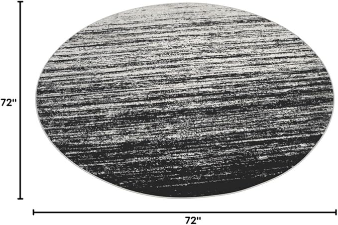 SAFAVIEH Adirondack Collection Area Rug - 6' Round, Silver & Black, Modern Ombre Design, Non Shedding & Easy to Clean, Ideal for Living Room, Bedroom, Office, Dining Space (ADR113A)