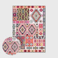 Vintage Boho Area Rugs Multicolor Ethnic Style Geometric Splicing Carpets Bedroom Living Room Kitchen Floor Mats Indoor Outdoor Non-Shedding Runner Rug Home Décor Carpet 4' X 5.2'
