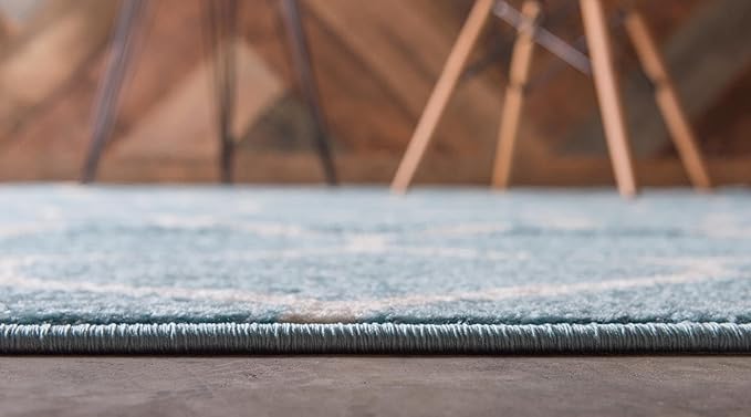 Rugs.com Lattice Frieze Collection Rug – 2' x 13' Runner Light Blue Medium Rug Perfect for Living Rooms, Large Dining Rooms, Open Floorplans