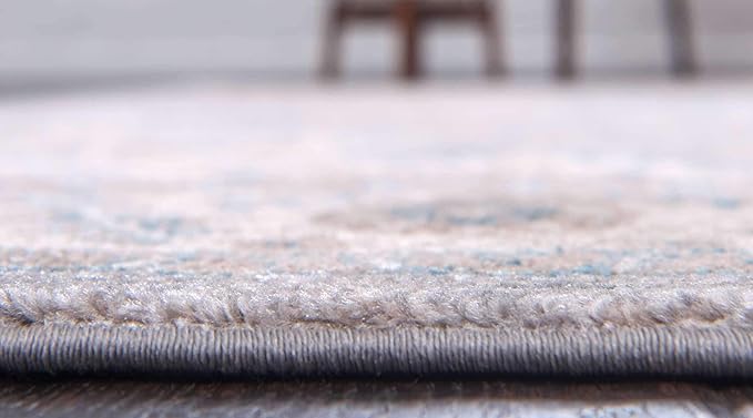 Unique Loom Salzburg Collection Classic Traditional Design Oriental Inspired Border Area Rug (8' 0 x 11' 0 Rectangular, Gray/Beige)