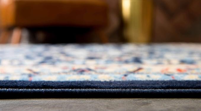 Unique Loom Sialk Hill Collection Area Rug - Washington (6' 1" x 9' Rectangle Navy Blue/Cream)