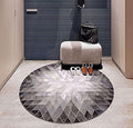 Cowhide Hairon Leather Round Rug, Geometric Patterned Circle Carpet for Living Room, Bedroom, Hall, Brown, 8×8ft
