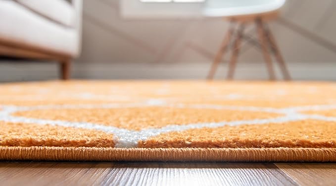 Rugs.com Lattice Frieze Collection Rug – 2' x 13' Runner Orange Medium Rug Perfect for Living Rooms, Large Dining Rooms, Open Floorplans
