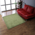 Hand Knotted Loom Wool ECO-Friendly Area Rugs - 8'x8', Square, Green Color, Solid Plain Design, High Pile Thick Handmade Anti Skid Area Rugs for Living Room, Bed Room (L00111)