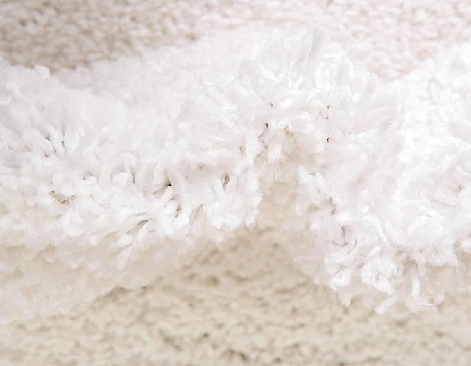 Unique Loom Davos Shag Collection Area Rug - Solid (3' 3" Round, White/ Ivory)