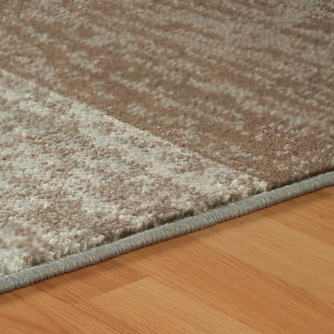 Superior Indoor Runner Rug, Jute Backed, Modern Geometric Patchwork Floor Decor for Bedroom, Office, Living Room, Entryway, Hardwood Floors, Rockwood Collection, 2' 7" x 8', Light Blue-Ivory