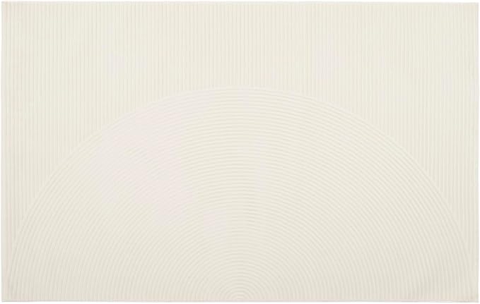 Revival Rugs Record 5'3"x8' Washable Area Rug for Living Room Bedroom - 100% Recycled Oeko-TEX Certified, Medium Pile, Beige, Cream