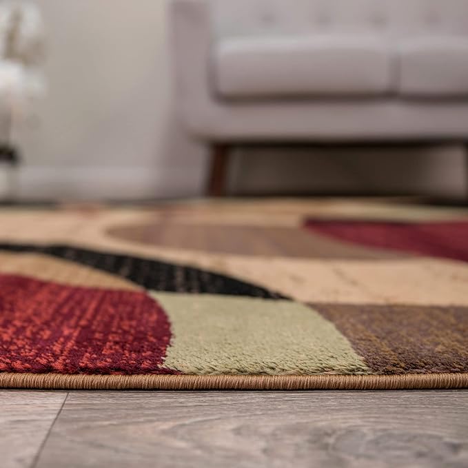 Rugshop Contemporary Abstract Circles Perfect for high Traffic Areas of Your Living Room,Bedroom,Home Office,Kitchen Easy Cleaning Runner Rug 2' x 7'2" Multi