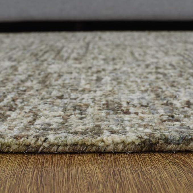 Hand Tufted Wool ECO-Friendly Area Rugs - 4'x6', Rectangle Shape, Dark Brown & Beige, Solid Plain Design, High Pile Handmade Area Rugs for Living Room, Bed Room (KWC111)