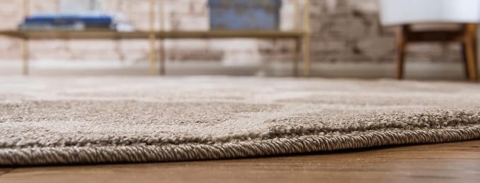 Rugs.com Lattice Collection Rug – 6 Ft Round Light Brown Medium Rug Perfect for Kitchens, Dining Rooms