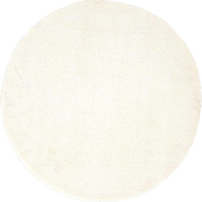 Unique Loom Solo Collection Area Rug - Calabasas (6' 1" Round, Snow White)