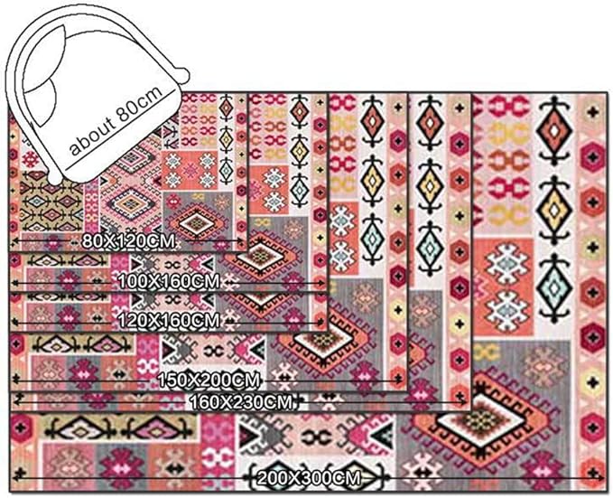 Vintage Boho Area Rugs Multicolor Ethnic Style Geometric Splicing Carpets Bedroom Living Room Kitchen Floor Mats Indoor Outdoor Non-Shedding Runner Rug Home Décor Carpet 4' X 6.5'