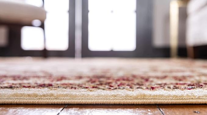 Unique Loom Voyage Collection Traditional Oriental Classic Intricate Design Area Rug (8' 0 x 8' 0 Round, Ivory/Gold)