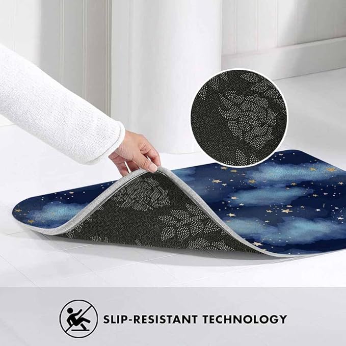 Stars and Clouds Bath Rugs for Bathroom Durable Flannel Bath Rug Clearance Mats for Forlaundry Room and Kitchen Decor Carpt Washable 20 X 32 Inch Mat
