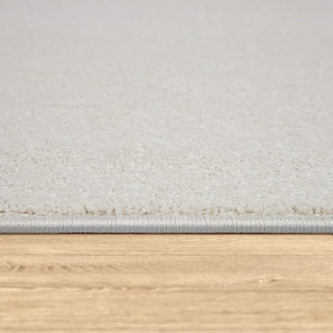 Paco Home Solid Area Rug in Cream Modern Plain Design, Size: 4' x 5'7"