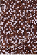 Modern Design Premium Cowhide Leather Carpet with Chevron Pattern, Area Rug (Brwon/White, 8x10)