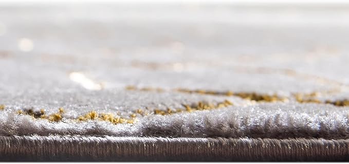 Unique Loom Glam Collection Area Rug - Trellis (7' 10" x 10' Oval, Gray Gold/ Gold)