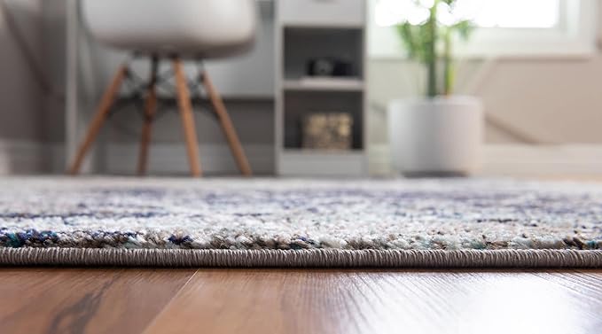 Unique Loom Trellis Frieze Collection Area Rug - Geometric (2' x 6' Runner, Blue Multi/ Ivory)