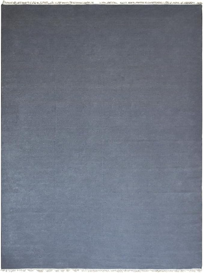 Rugsotic Carpets Hand Woven Flat Weave Kilim Wool ECO-Friendly Area Rugs - 5'x8', Rectangle Shape, Light Charcoal Color, Solid Plain Design, Low Pile Handmade Rugs for Living Room (D00111)