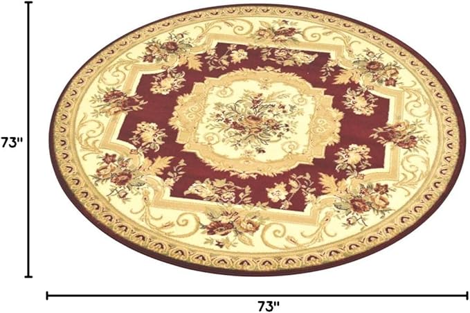 Unique Loom Versailles Collection Traditional Classic Floral Motif Area Rug (6 ft Round, Burgundy/ Ivory)